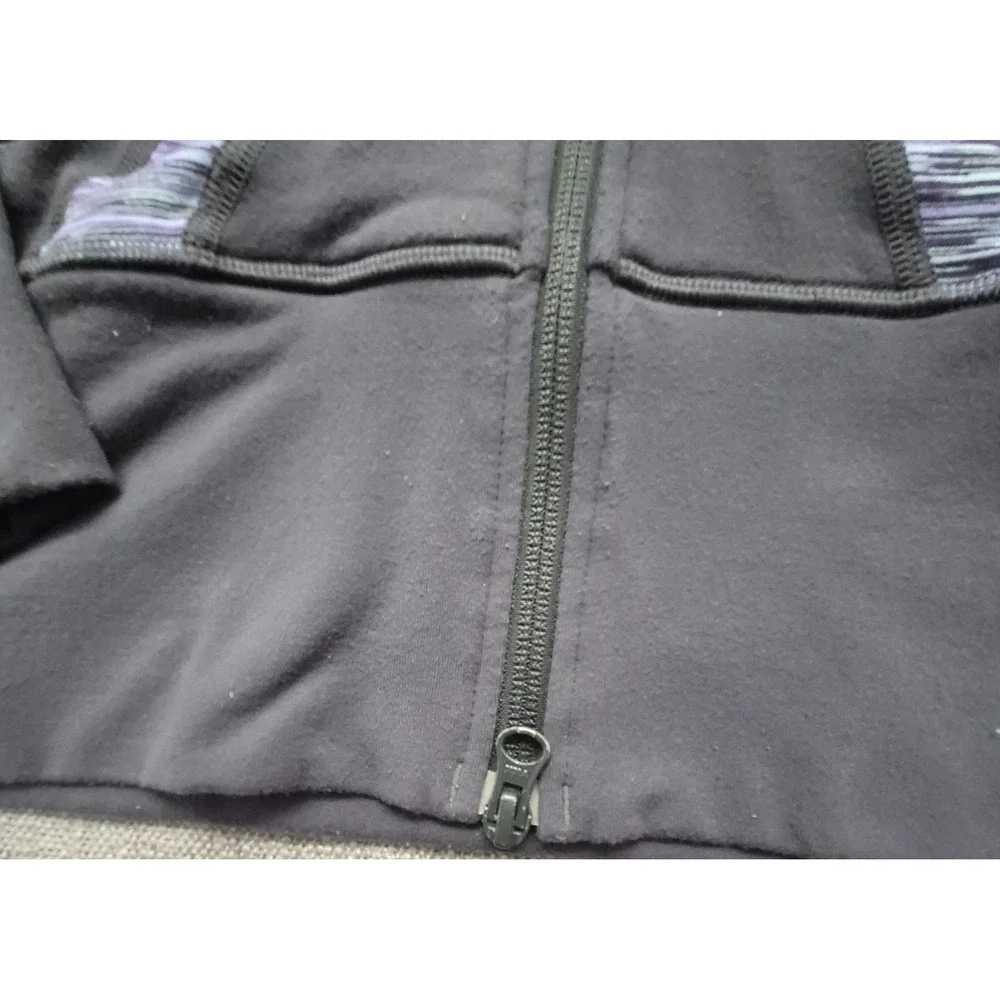 Lululemon Women's Gray Hooded Full Zip Jacket sz 4 Logo Zip Pockets Athletic